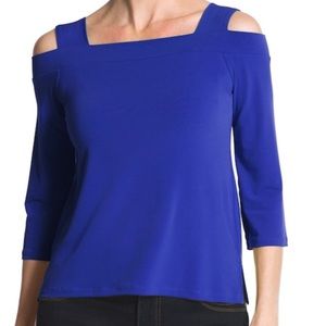 Royal Purple cold-shoulder top